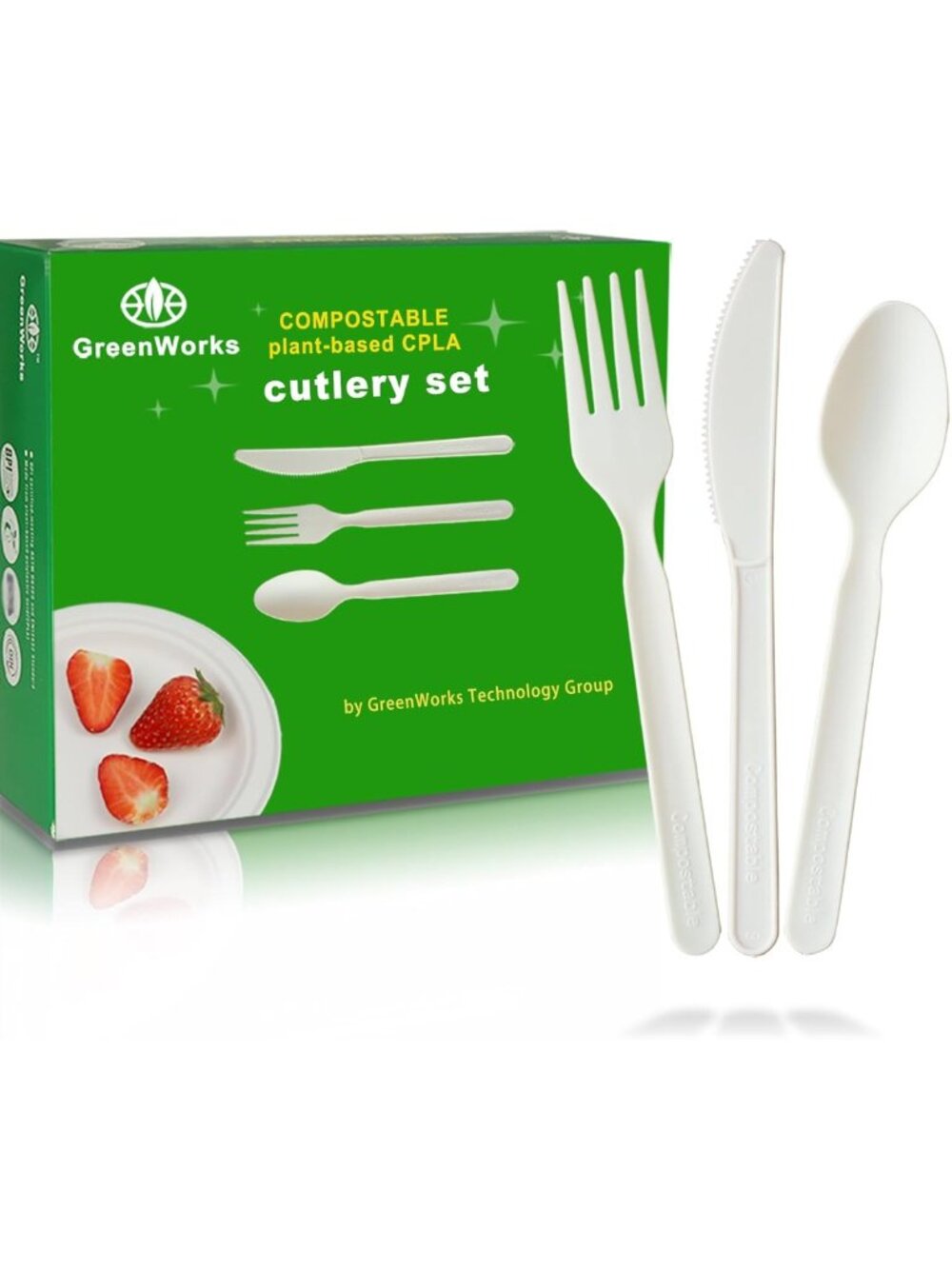 Eco-Friendly 150 Count Heavy-Duty Compostable Cutlery Set - 7" Utensils
